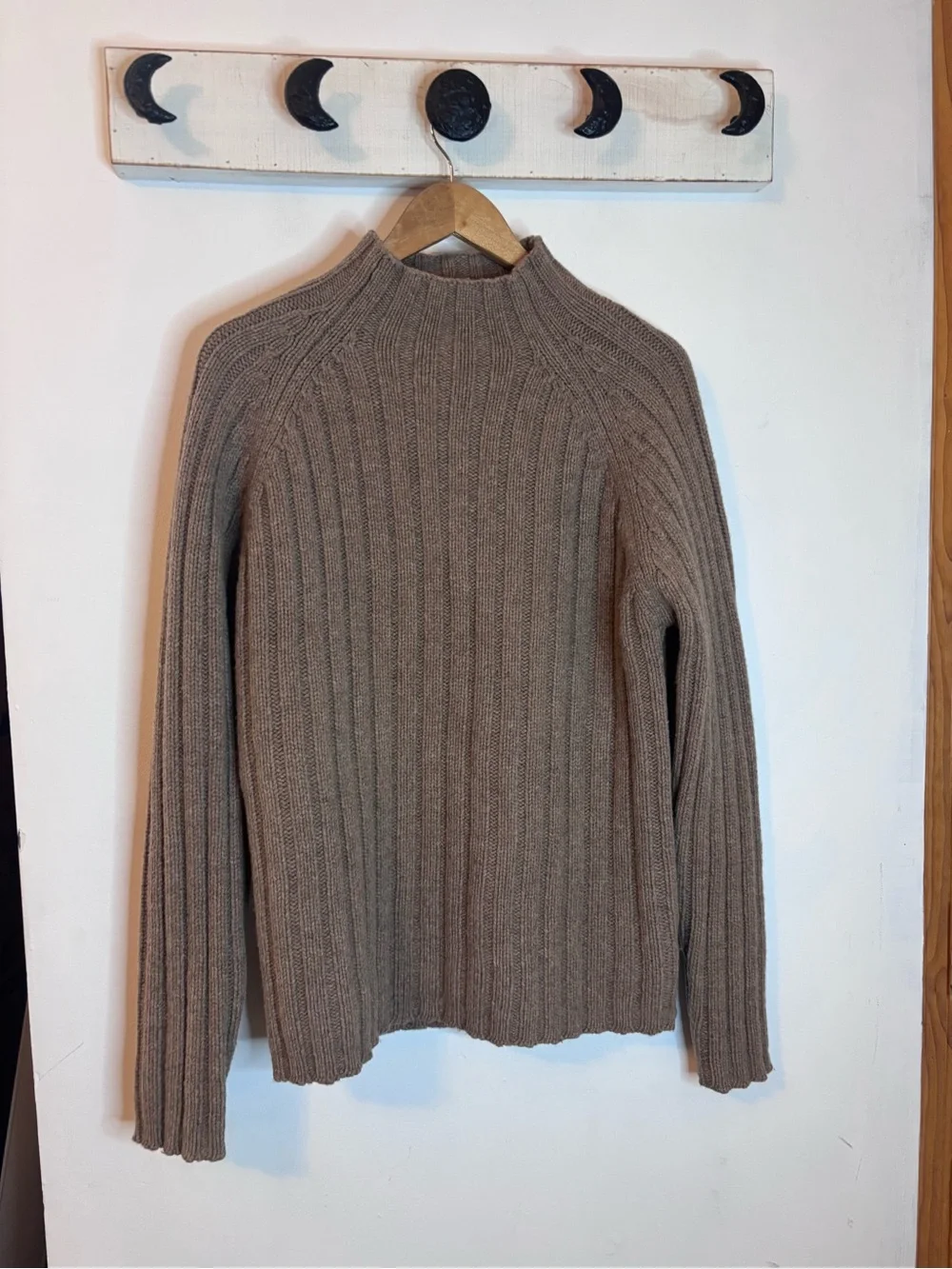 J.Crew Men’s Taupe Ribbed Lambswool Mock Neck Sweater
